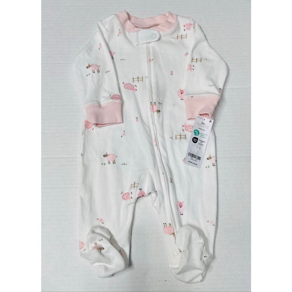 Carter’s Sheep Print Sleep And Play One Piece Outfit   Girls Size 3 Months   NWT